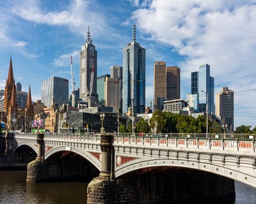 Melbourne modern architectural skyline viewed from the river